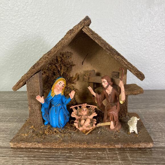 Vintage Italian Wooden Nativity Scene Crèche Set Rustic Handmade Christmas Decor - Picture 2 of 12